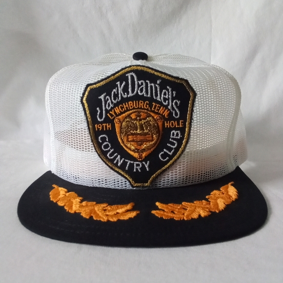Vintage Jack Daniels Country Club Cap 19th Hole White & Black Mesh Snap Back Hat - Picture 2 of 13